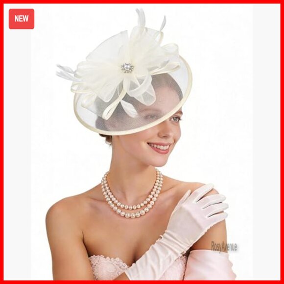 Vintage Feather Mesh Fascinator Hat for Derby Prom Church Tea Party